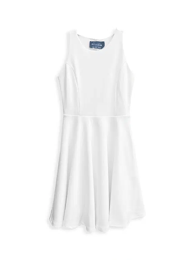 Un Deux Trois Girl's Textured Racerback Dress - White