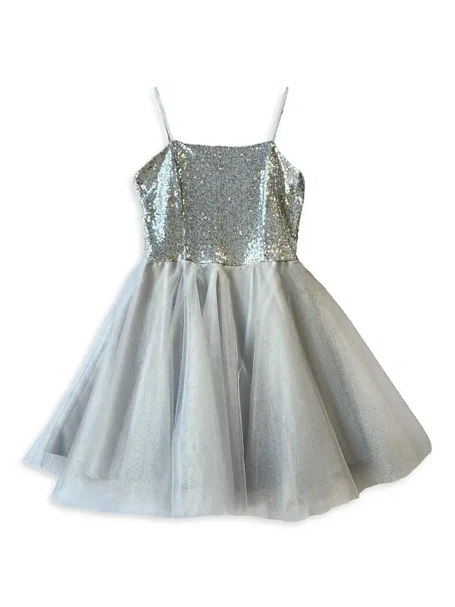 Un Deux Trois Girl's Sequin Fit-And-Flare Tulle Dress - Silver