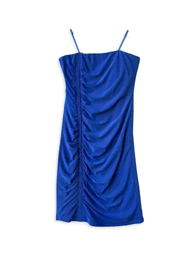 Un Deux Trois Girl's Ruched Dress - Cobalt | Thumbnail 1 Un Deux Trois Girl's Ruched Dress - Cobalt | Thumbnail 1