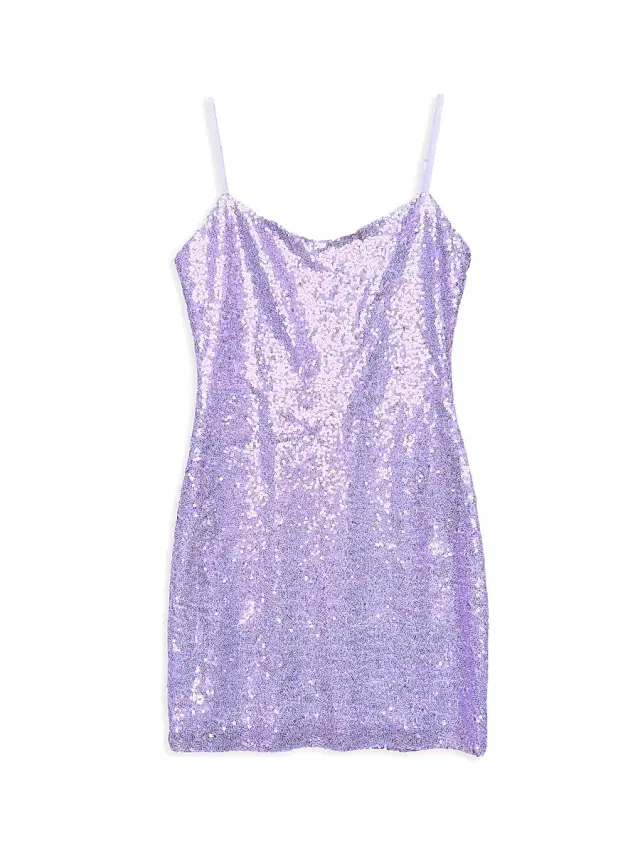 Un Deux Trois Girl's Sequin Fitted Mini Dress - Lilac