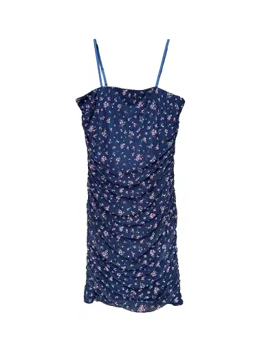 Un Deux Trois Girl's Floral Mesh Ruched Dress - Navy Floral - Size 16 | Thumbnail 1