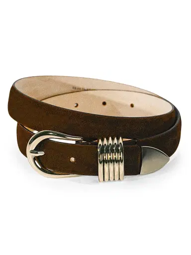 Déhanche Women's Hollyhock Suede Belt - Chocolate And Gold | Thumbnail 2