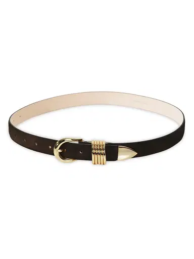 Déhanche Women's Hollyhock Suede Belt - Chocolate And Gold | Thumbnail 1