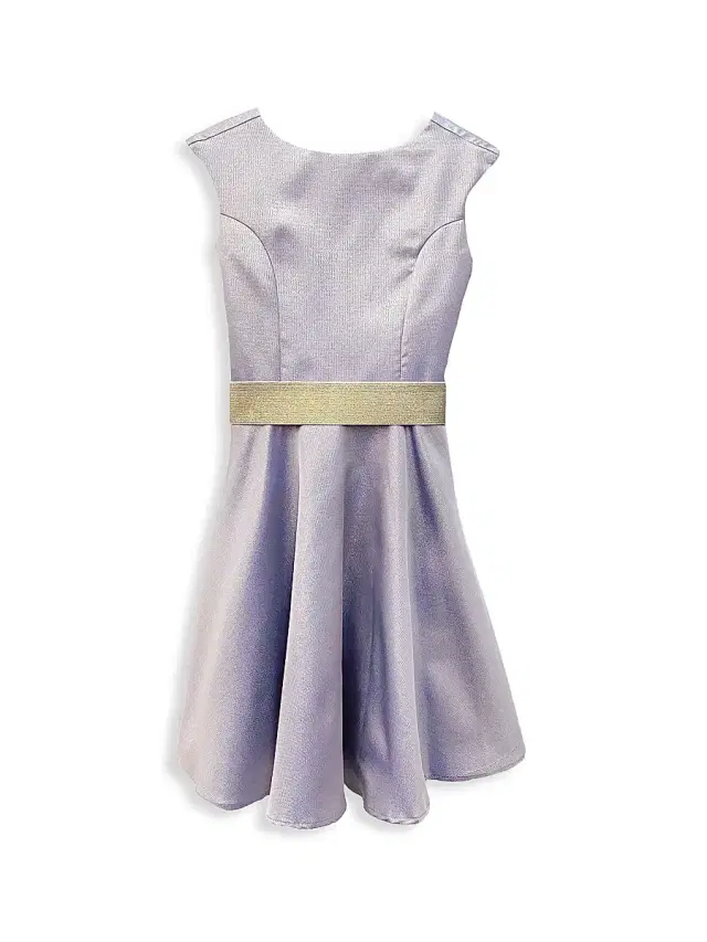 Un Deux Trois Girl's Cap-Sleeve Jacquard Flared Dress - Blue Gold