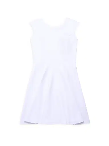 Un Deux Trois Girl's Textured Cap Sleeve Dress - White | Thumbnail 1 Un Deux Trois Girl's Textured Cap Sleeve Dress - White | Thumbnail 1