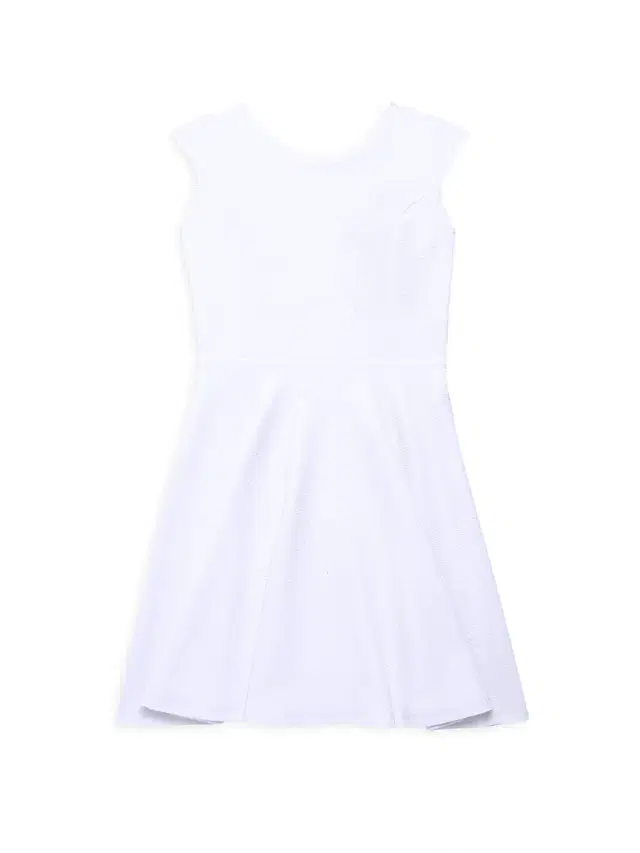 Un Deux Trois Girl's Textured Cap Sleeve Dress - White