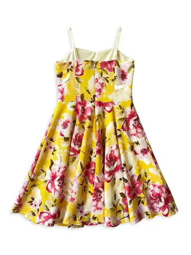 Un Deux Trois Girl's Fit-And-Flare Stretch-Knit Dress - Yellow - Size 16 | Thumbnail 2