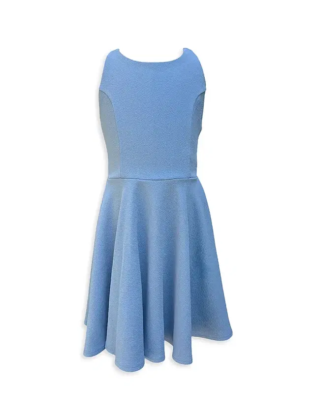 Un Deux Trois Girl's Textured Racerback Dress - Light Blue 6 (Baby)