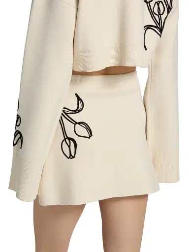 Amur Women's Roe Embroidered Knit Miniskirt - Pebble | Thumbnail 5