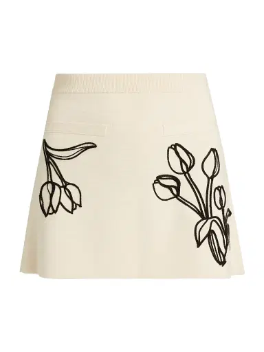 Amur Women's Roe Embroidered Knit Miniskirt - Pebble | Thumbnail 1