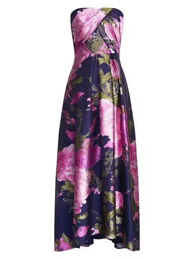 Kay Unger Women's Holly Floral Jacquard Gown - Azalea Pink - Size 4 | Thumbnail 1 Kay Unger Women's Holly Floral Jacquard Gown - Azalea Pink - Size 4 | Thumbnail 1
