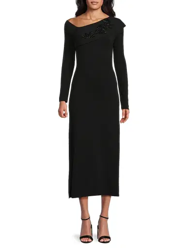 Kay Unger Women's Asymmetric Beaded Midi-Dress | Thumbnail 3 Kay Unger Women's Asymmetric Beaded Midi-Dress | Thumbnail 3