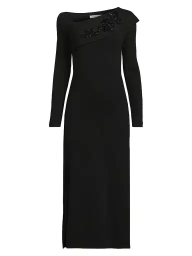 Kay Unger Women's Asymmetric Beaded Midi-Dress | Thumbnail 1 Kay Unger Women's Asymmetric Beaded Midi-Dress | Thumbnail 1