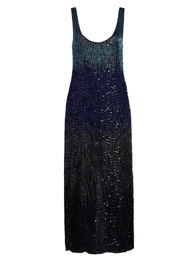 Women's Embellished Sleeveless Midi-Dress - Black Multi