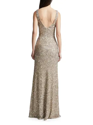 BCBGMAXAZRIA Women's Goldie Embellished Sleeveless Gown - Light Gold - Size 10 | Thumbnail 5