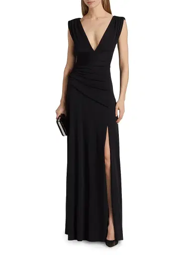 Halston Women's Alessia Matte Jersey Gown - Black | Thumbnail 3