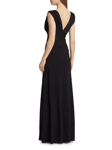 Halston Women's Alessia Matte Jersey Gown - Black | Thumbnail 5