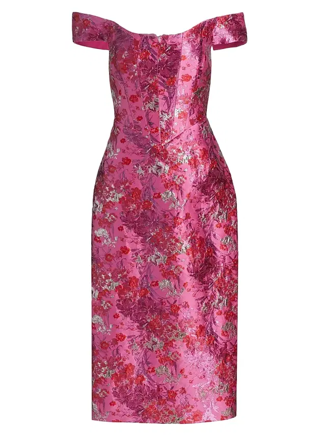 Theia Women's Chantel Off-The-Shoulder Cocktail Dress - Sweetheart Pink Poppy