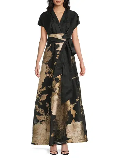Kay Unger Women's Samira Metallic Floral Gown | Thumbnail 3 Kay Unger Women's Samira Metallic Floral Gown | Thumbnail 3
