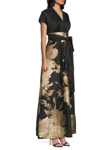 Kay Unger Women's Samira Metallic Floral Gown | Thumbnail 4 Kay Unger Women's Samira Metallic Floral Gown | Thumbnail 4
