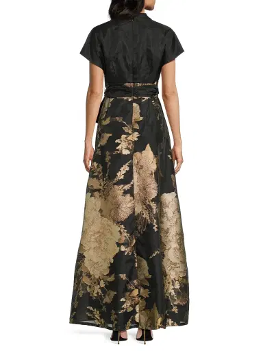 Kay Unger Women's Samira Metallic Floral Gown | Thumbnail 5 Kay Unger Women's Samira Metallic Floral Gown | Thumbnail 5