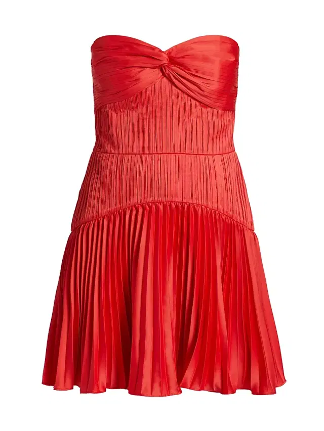 AMUR Women's Catrina Pleated Strapless Minidress - Red Rock