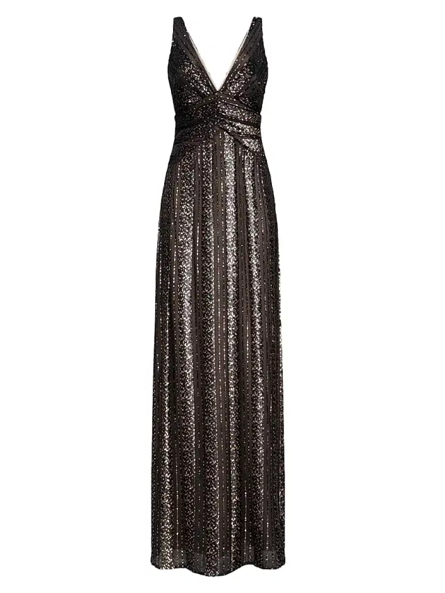Halston Women's Esra Sequined V-Neck Gown - Black