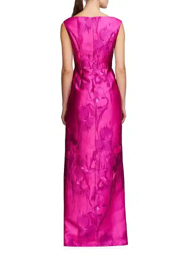 Kay Unger Women's Astrid Floral Satin Column Gown - Vivid Berry Multi - Size 14 | Thumbnail 3 Kay Unger Women's Astrid Floral Satin Column Gown - Vivid Berry Multi - Size 14 | Thumbnail 3