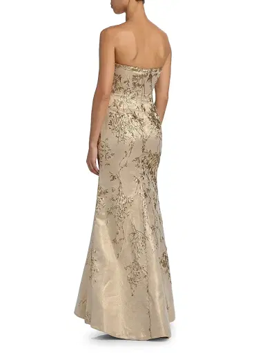 Rene Ruiz Collection Women's Floral Brocade Strapless Fit & Flare Gown - Gold - Size 10 | Thumbnail 5