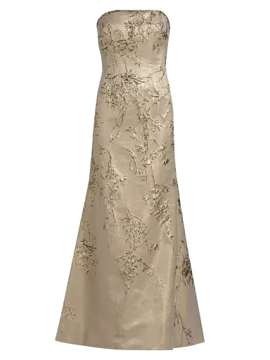 Rene Ruiz Collection Women's Floral Brocade Strapless Fit & Flare Gown - Gold - Size 10 | Thumbnail 1