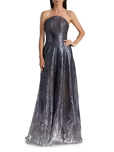 Rene Ruiz Collection Women's Sequin-Embroidered A-Line Strapless Gown | Thumbnail 3 Rene Ruiz Collection Women's Sequin-Embroidered A-Line Strapless Gown | Thumbnail 3