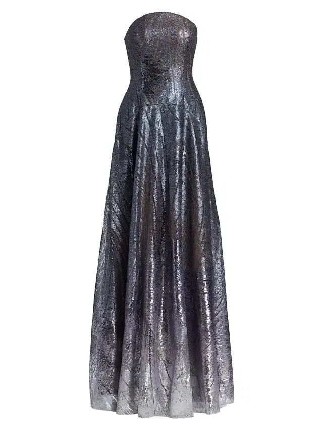 Rene Ruiz Collection Women's Sequin-Embroidered A-Line Strapless Gown