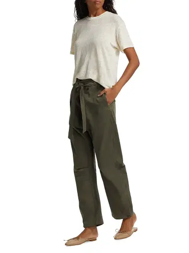Jamie Haller Women's Everything Tie-Waist Barrel-Leg Pants - Olive | Thumbnail 2