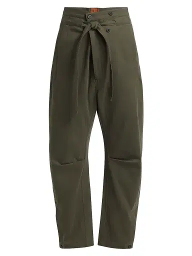 Jamie Haller Women's Everything Tie-Waist Barrel-Leg Pants - Olive | Thumbnail 1