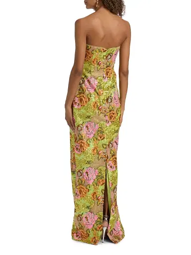 Rene Ruiz Collection Women's Sequin Strapless Column Gown - Chartreuse Pink - Size 6 | Thumbnail 5