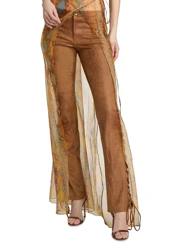 LaQuan Smith Women's Lace-Up Side Skinny Pants - Chocolate | Thumbnail 3