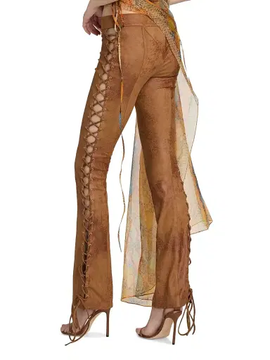 LaQuan Smith Women's Lace-Up Side Skinny Pants - Chocolate | Thumbnail 5