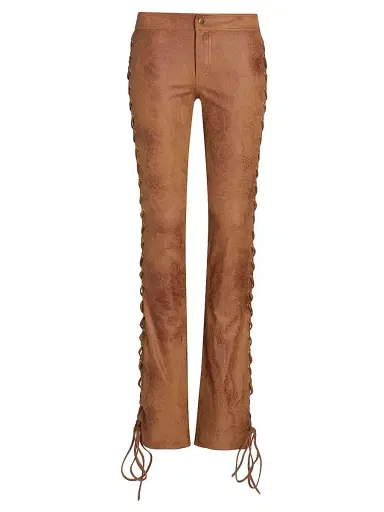LaQuan Smith Women's Lace-Up Side Skinny Pants - Chocolate | Thumbnail 1