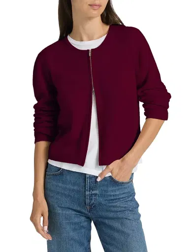 LESET Women's Jesse Wool Two-Way Zip Cardigan - Mulberry - Size XL | Thumbnail 3 LESET Women's Jesse Wool Two-Way Zip Cardigan - Mulberry - Size XL | Thumbnail 3