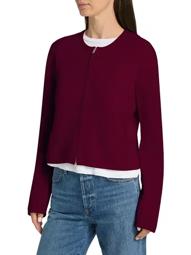 LESET Women's Jesse Wool Two-Way Zip Cardigan - Mulberry - Size XL | Thumbnail 4 LESET Women's Jesse Wool Two-Way Zip Cardigan - Mulberry - Size XL | Thumbnail 4