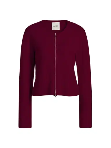 LESET Women's Jesse Wool Two-Way Zip Cardigan - Mulberry - Size XL | Thumbnail 1 LESET Women's Jesse Wool Two-Way Zip Cardigan - Mulberry - Size XL | Thumbnail 1