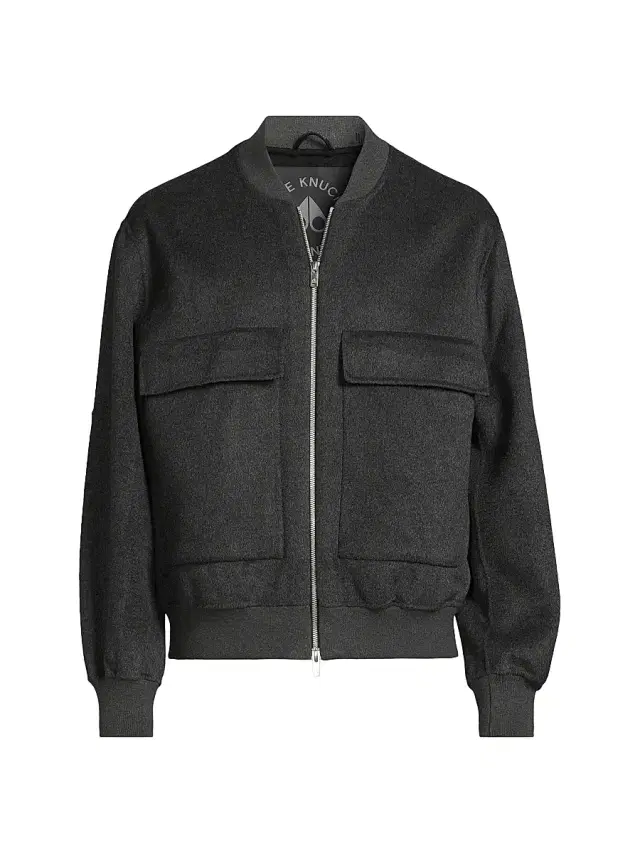 Men's Alder Wool Bomber Jacket - Charcoal With Black