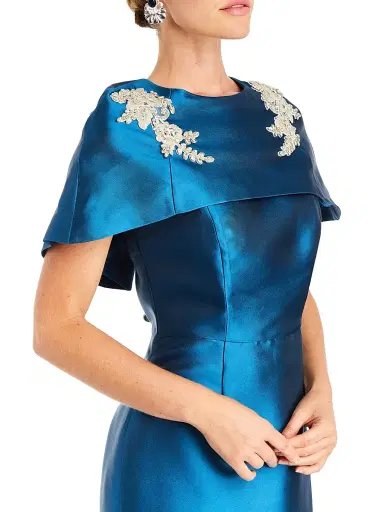 Mestiza New York Women's Eve Embellished Satin Caplet Column Gown | Thumbnail 7