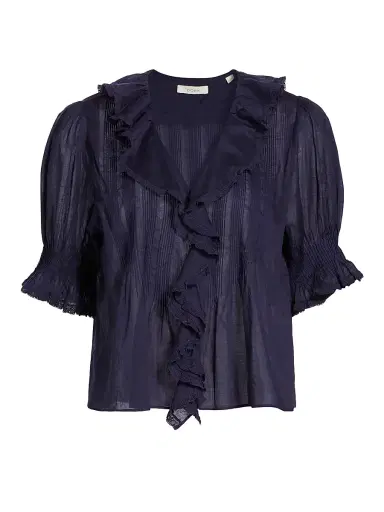 DÔEN Women's Henri Ruffled Top - Adriatic | Thumbnail 1 DÔEN Women's Henri Ruffled Top - Adriatic | Thumbnail 1