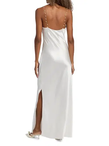 Cami NYC Women's Shallon Embellished-Silk Slip Gown - White - Size Large | Thumbnail 5