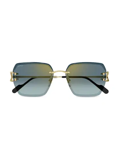 Cartier Women's C Decor 58MM 24K-Gold-Plated Metal Rimless Butterfly Sunglasses - Gold Blue Gradient | Thumbnail 2 Cartier Women's C Decor 58MM 24K-Gold-Plated Metal Rimless Butterfly Sunglasses - Gold Blue Gradient | Thumbnail 2
