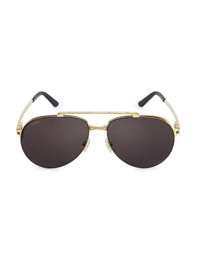 Cartier Men's Santos Evolution 24K Gold-Plated 61MM Pilot Sunglasses - Gold