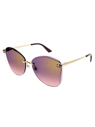 Cartier Women's Panthère Classic 24K-Gold-Plated Butterfly Sunglasses - Purple Gradient | Thumbnail 2