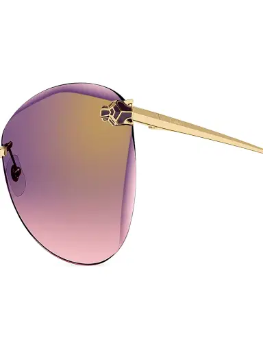 Cartier Women's Panthère Classic 24K-Gold-Plated Butterfly Sunglasses - Purple Gradient | Thumbnail 4