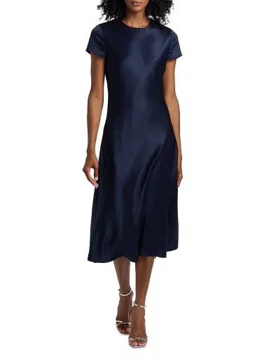Toccin Women's Luciana Short-Sleeve Bias-Cut Satin Midi-Dress | Thumbnail 2 Toccin Women's Luciana Short-Sleeve Bias-Cut Satin Midi-Dress | Thumbnail 2